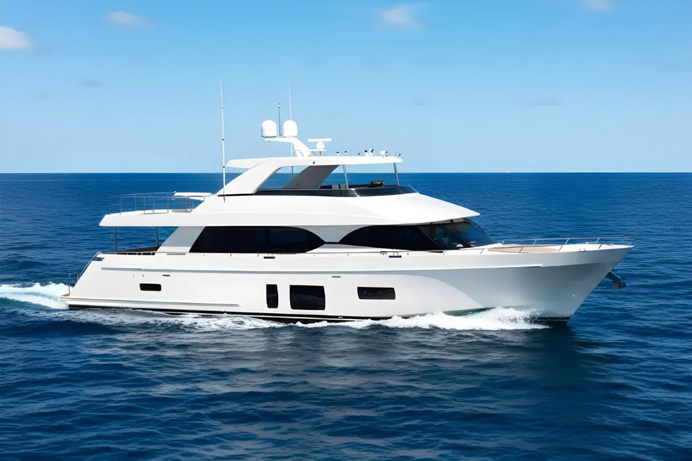 Aubrey Ella yacht, a 85 ft Ocean Alexander luxury superyacht underway, 26.14 meters, built in 2011.