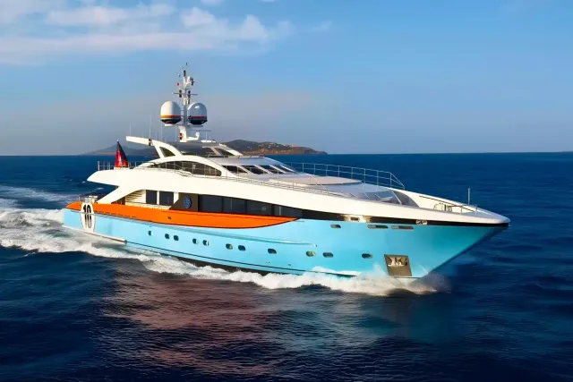 Aurelia yacht, a 122 ft Heesen luxury superyacht underway, 37.19 meters, built in 2011, 2023.