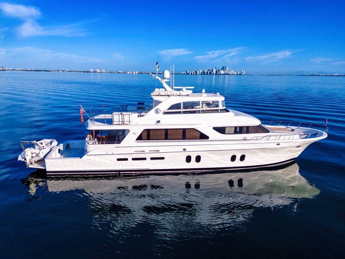 Aurora yacht, a 84 ft Cheoy Lee luxury superyacht underway, 25.6 meters, built in 2012, 2025.