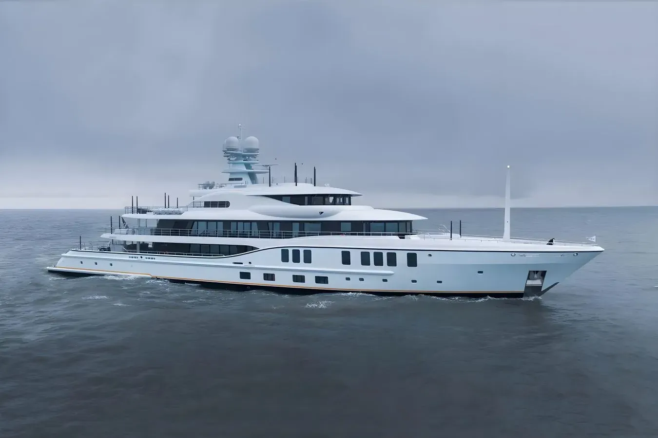 Avanti yacht, a 242 ft Amels luxury superyacht underway, 74 meters, built in 2022.