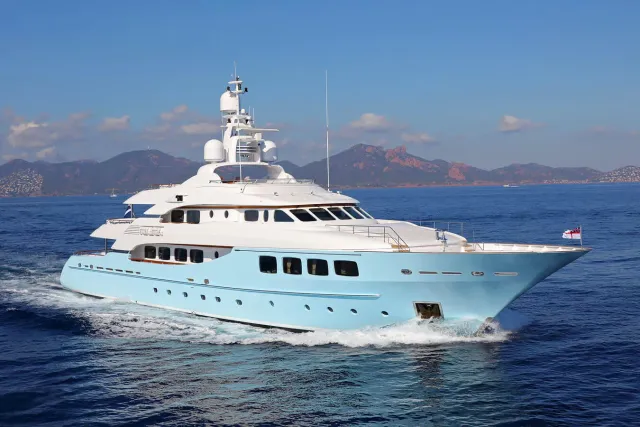 Awatea yacht, a 147 ft Hakvoort luxury superyacht underway, 45 meters, built in 2008, 2023.