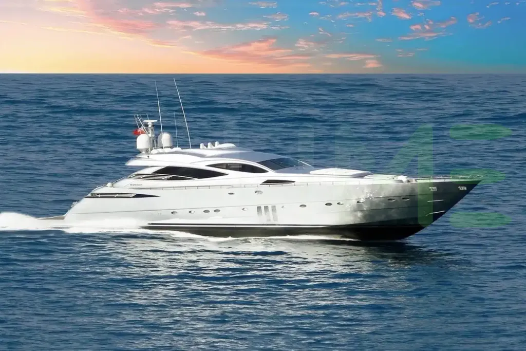 White Azzam yacht for sale and price, showing the details and features of the interior and exterior available for purchase from LIME Yachts and Brokerage located in Fort Lauderdale Florida.