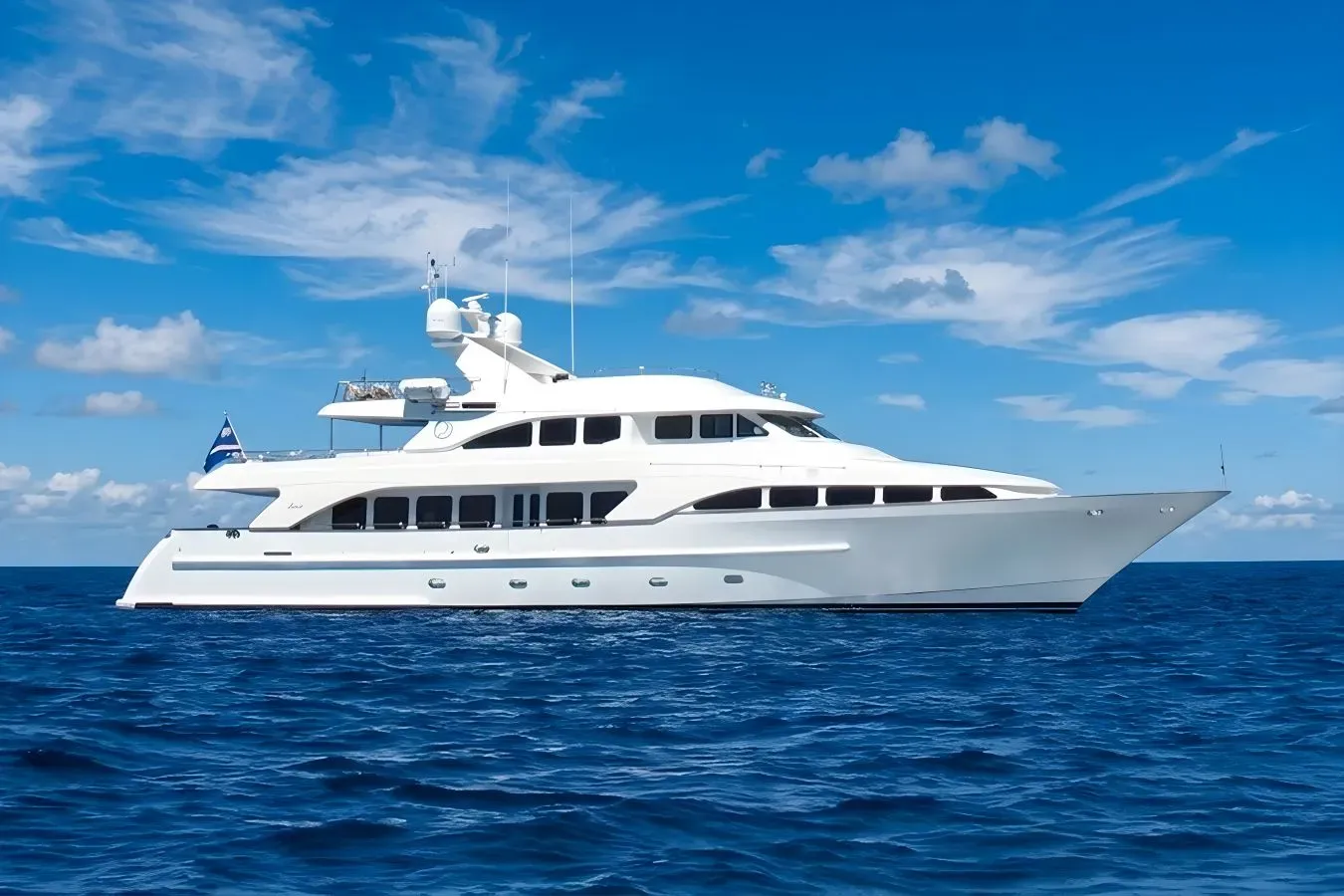 Bacchus yacht, a 114 ft Benetti Yachts luxury superyacht underway, 34.95 meters, built in 2005.