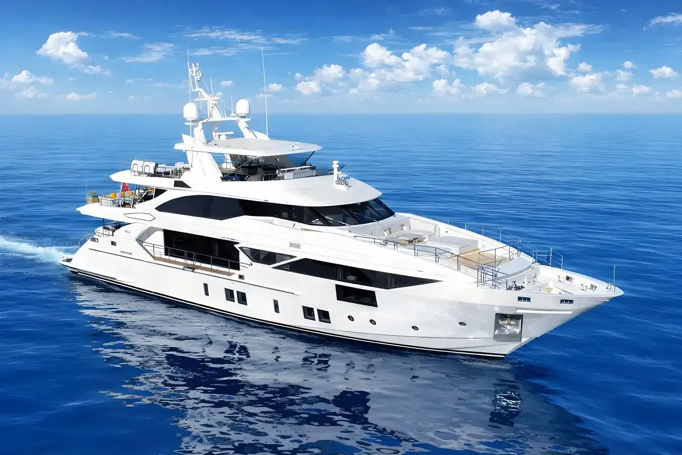 Bamboo yacht, a 125 ft Benetti luxury superyacht underway, 38.1 meters, built in 2019.
