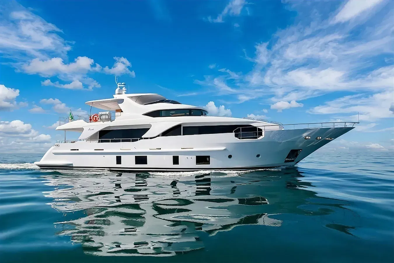 Basmaci yacht, a 93 ft Benetti luxury superyacht underway, 28.5 meters, built in 2013.