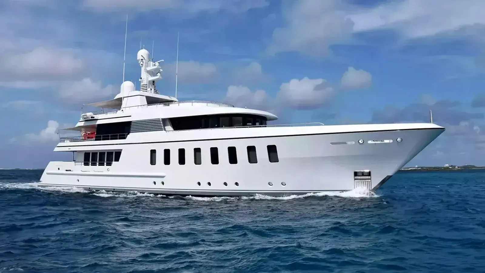 Bella yacht, a 146 ft Feadship luxury superyacht underway, 44.65 meters, built in 2008, 2023.