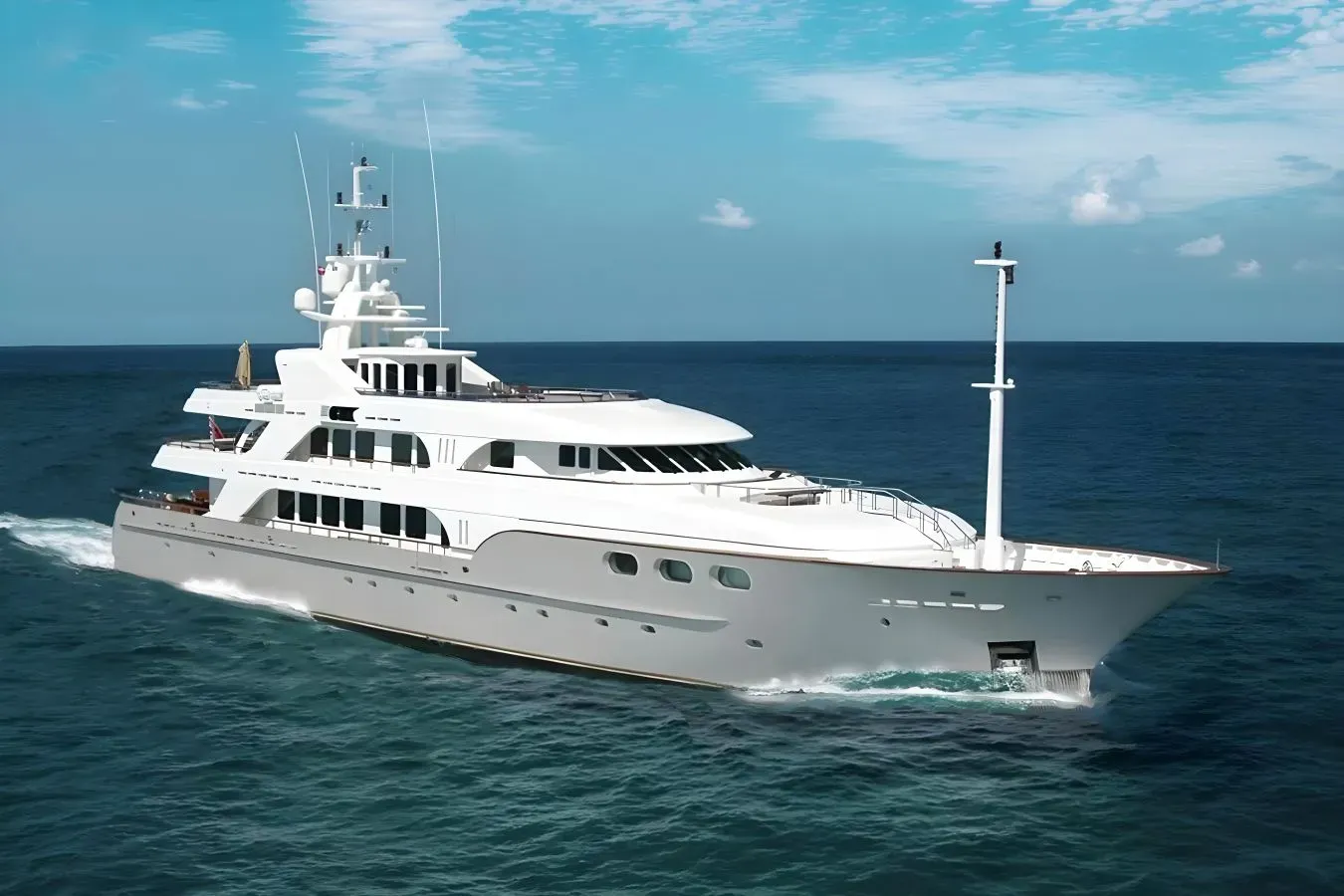 Bella yacht, a 173 ft Sensation Yachts luxury superyacht underway, 52.88 meters, built in 2005, 2023.