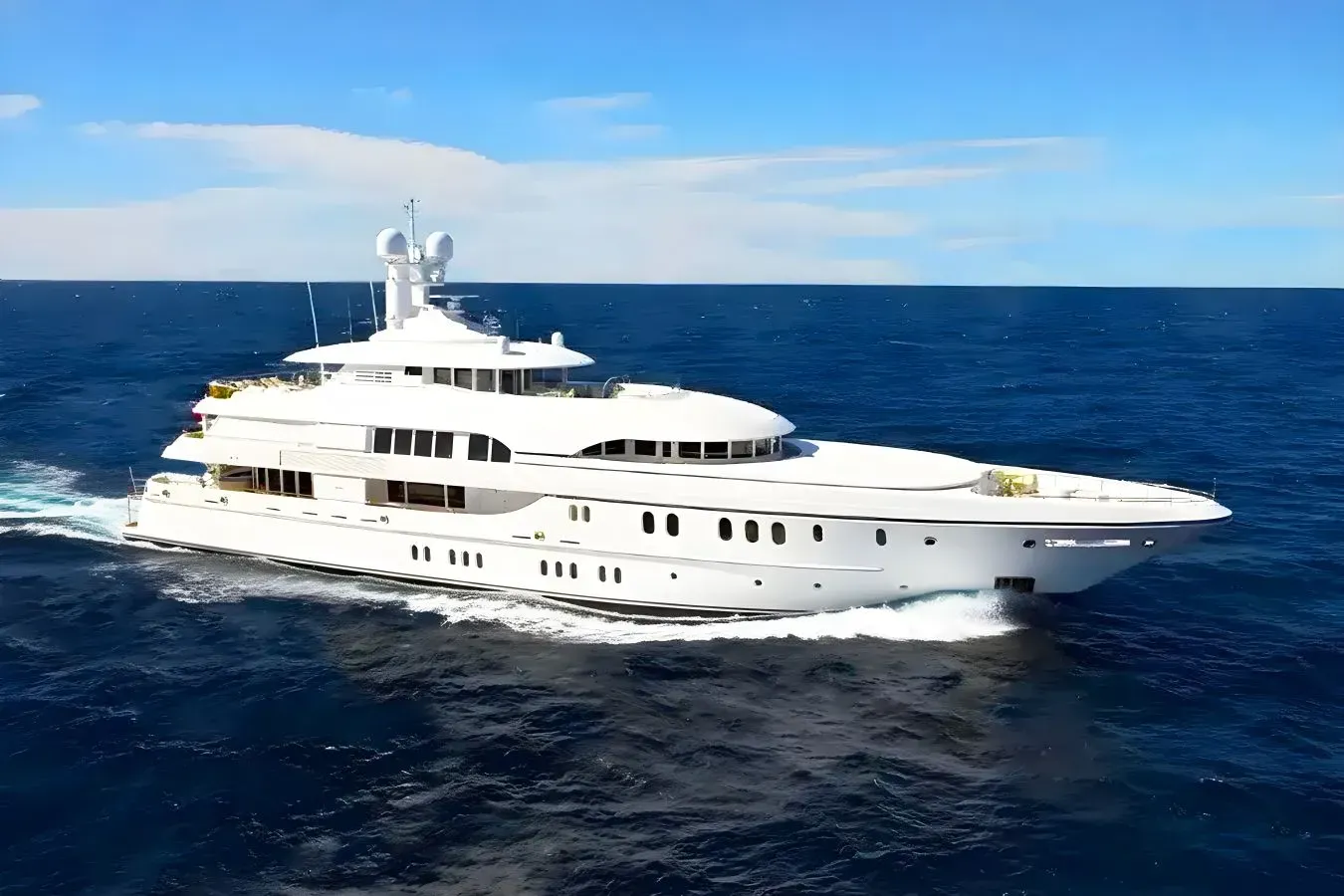 Bella Vita yacht, a 196 ft Lürssen luxury superyacht underway, 60 meters, built in 2010, 2024.