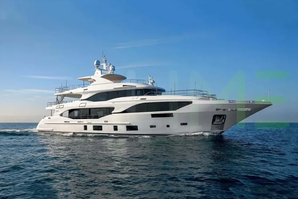 White Bella Vita yacht for sale and price, showing the details and features of the interior and exterior available for purchase from LIME Yachts and Brokerage located in Fort Lauderdale Florida.