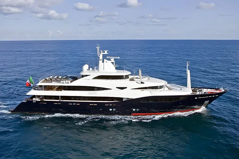 Beol yacht, a 196 ft CRN luxury superyacht underway, 60 meters, built in 2009.