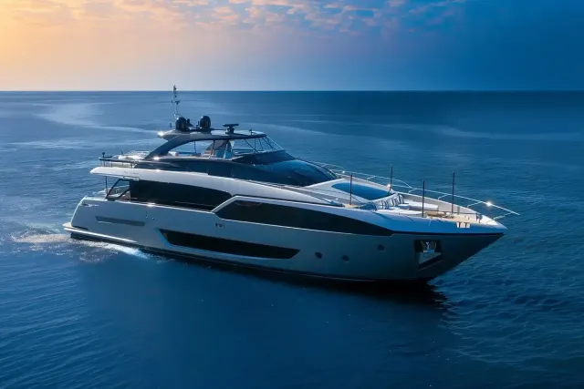 Beyond Beyond yacht, a 93 ft Riva luxury superyacht underway, 28.49 meters, built in 2019.
