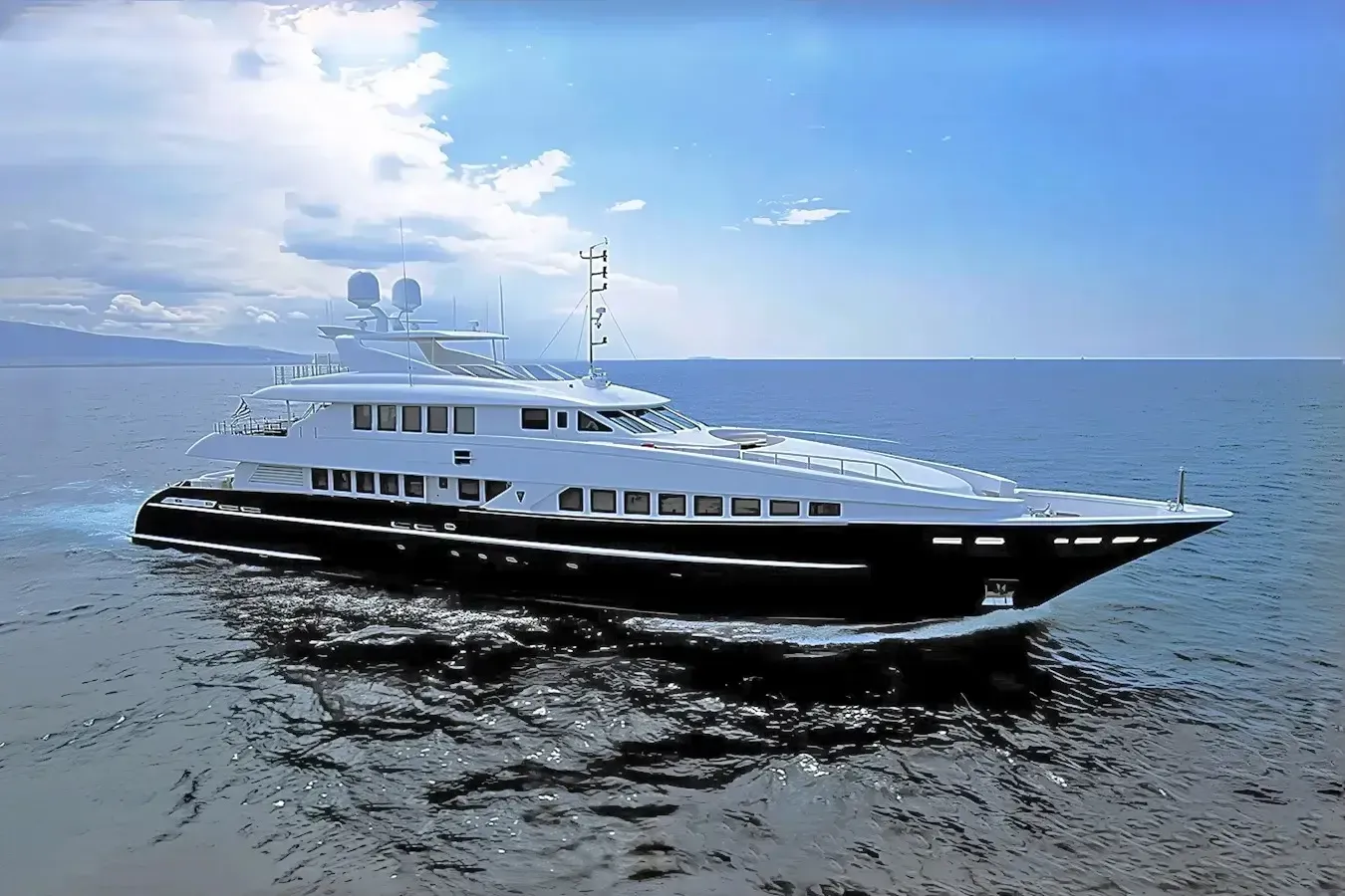 Bilmar yacht, a 144 ft Heesen luxury superyacht underway, 43.9 meters, built in 2004.