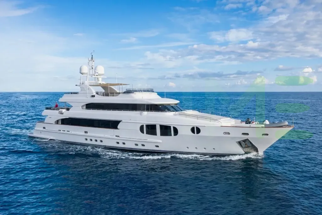 White Bina yacht for sale and price, showing the details and features of the interior and exterior available for purchase from LIME Yachts and Brokerage located in Fort Lauderdale Florida.