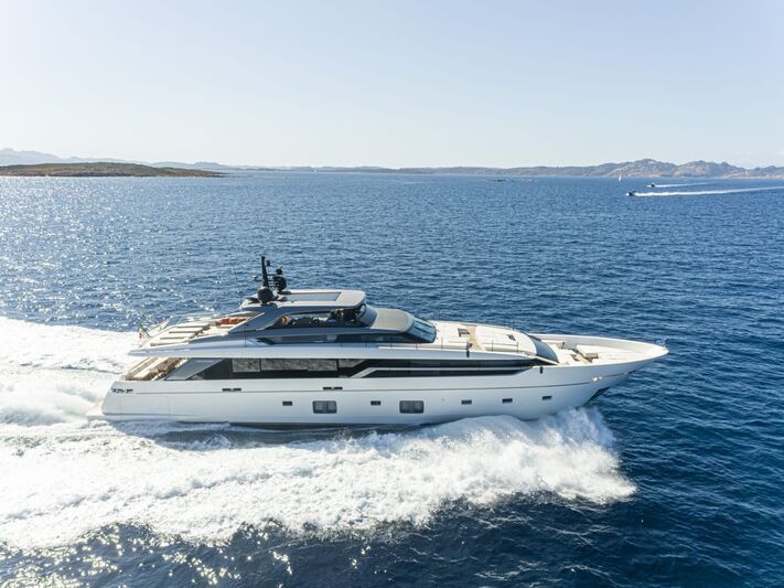 Blue Angel yacht, a 121 ft Sanlorenzo luxury superyacht underway, 36.93 meters, built in 2021.