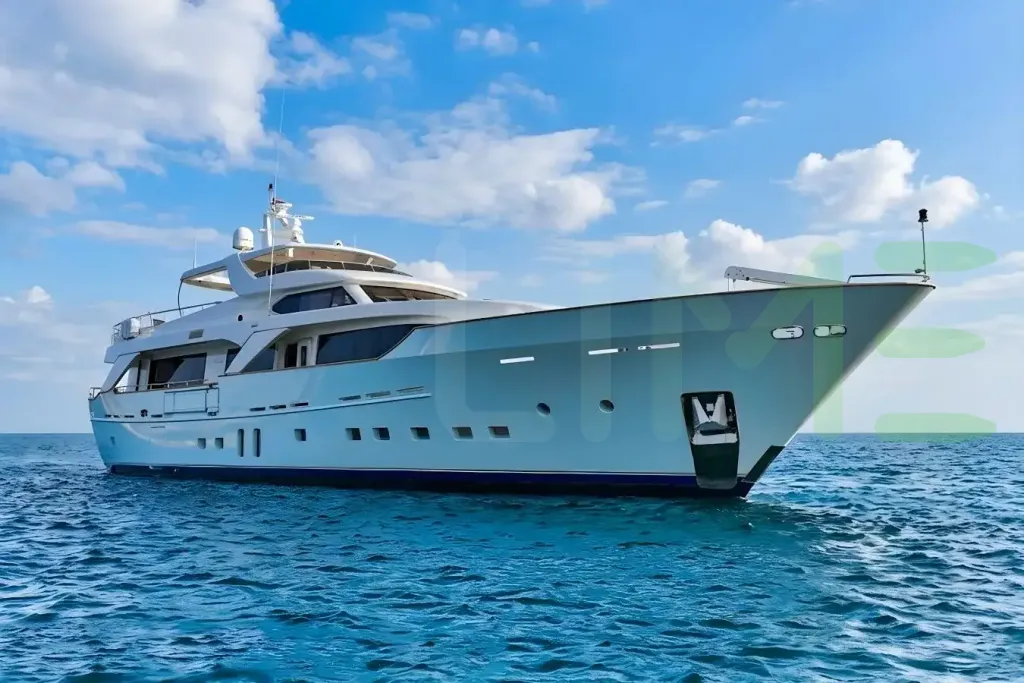 White Blue Berry yacht for sale and price, showing the details and features of the interior and exterior available for purchase from LIME Yachts and Brokerage located in Fort Lauderdale Florida.