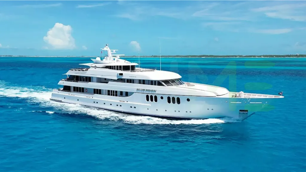 White Blue Moon yacht for sale and price, showing the details and features of the interior and exterior available for purchase from LIME Yachts and Brokerage located in Fort Lauderdale Florida.