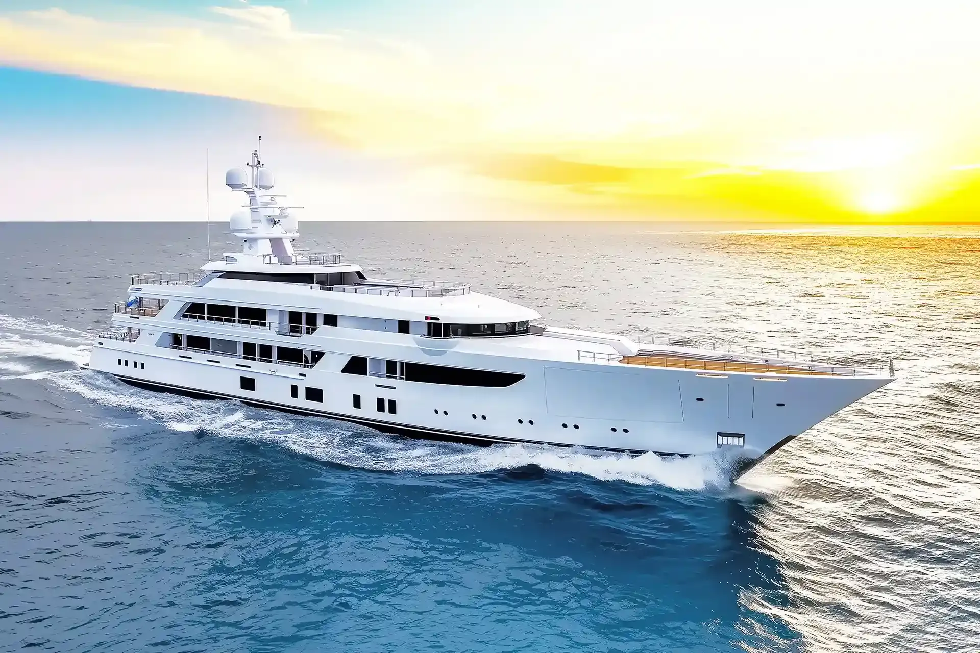 Boardwalk V 251 ft yacht (77m) Feadship for sale. Price, plans, specifications, builder. One of twelve top luxury yachts.