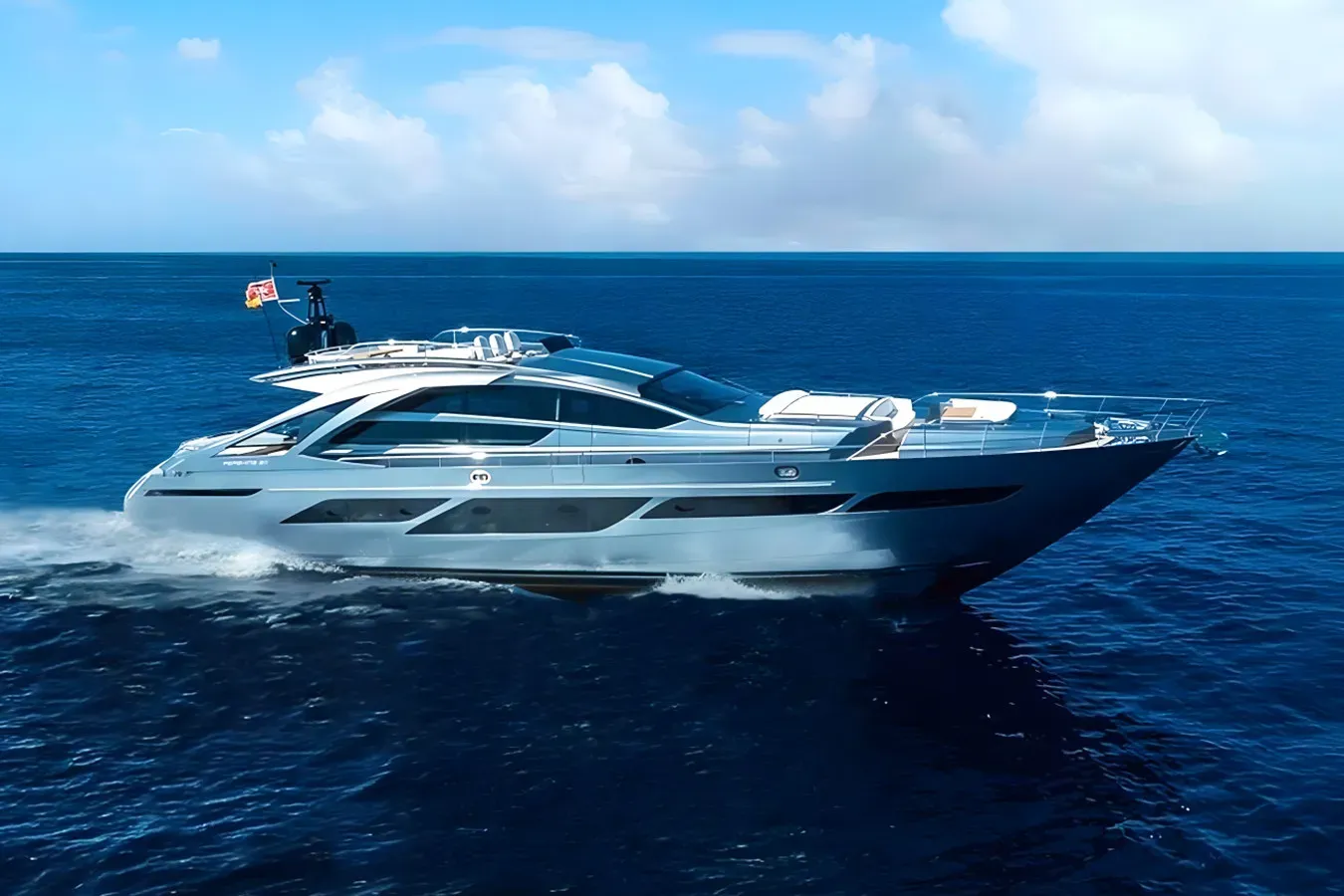 Bombadil III yacht, a 92 ft Pershing luxury superyacht underway, 28.09 meters, built in 2021.