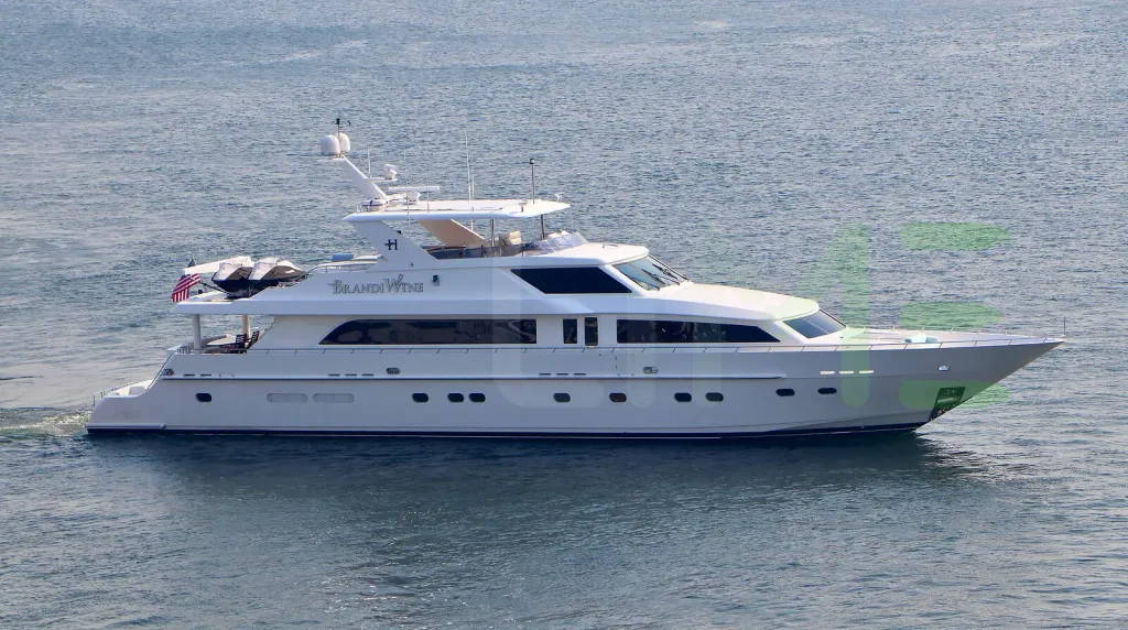 White Brandi Wine yacht for sale and price, showing the details and features of the interior and exterior available for purchase from LIME Yachts and Brokerage located in Fort Lauderdale Florida.