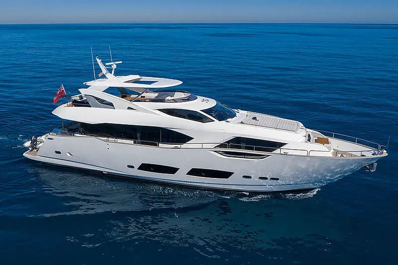 Bravo Hotel yacht, a 92 ft Sunseeker luxury superyacht underway, 28.06 meters, built in 2019.