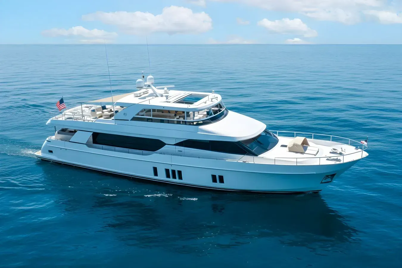 Bravo Zulu II yacht, a 100 ft Ocean Alexander luxury superyacht underway, 30.53 meters, built in 2014, 2024.