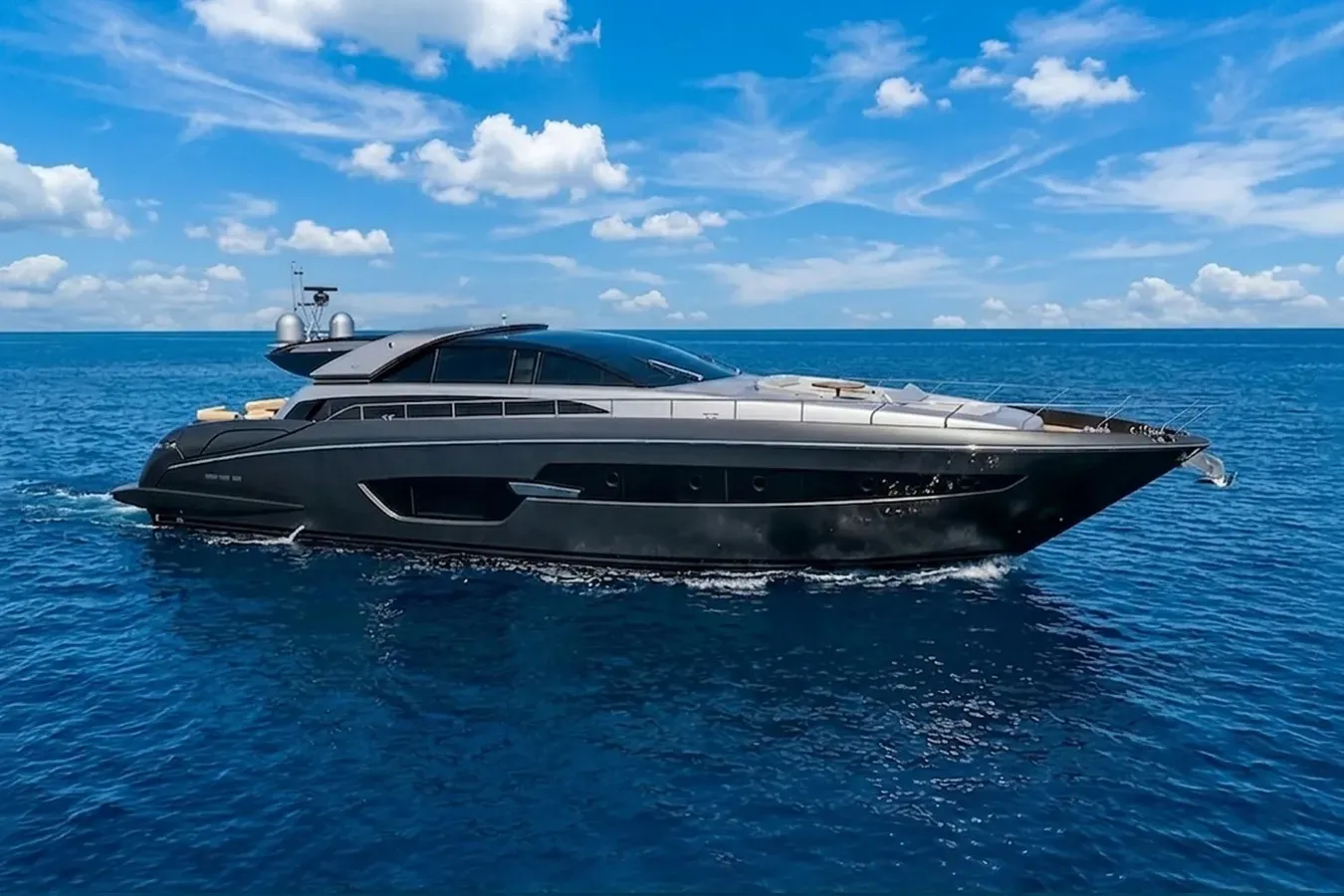 Brutus yacht, a 88 ft Riva luxury superyacht underway, 26.84 meters, built in 2017.