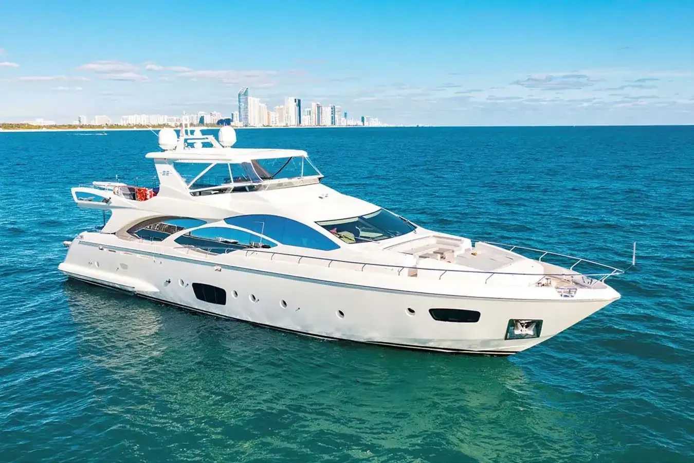 BT 2 yacht, a 98 ft Azimut luxury superyacht underway, 29.87 meters, built in 2009, 2020.