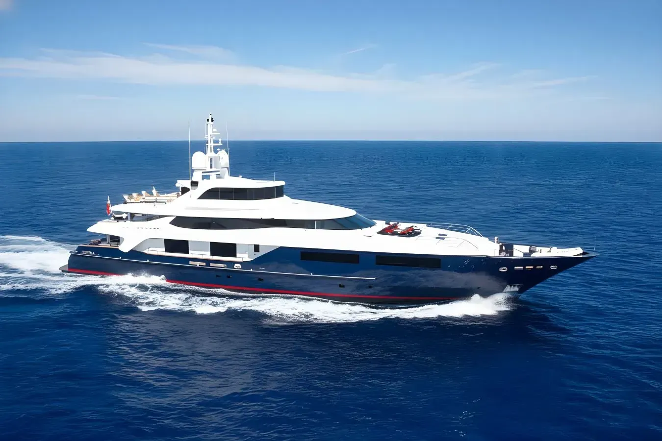Burkut yacht, a 176 ft Baglietto luxury superyacht underway, 53.9 meters, built in 2009, 2023.