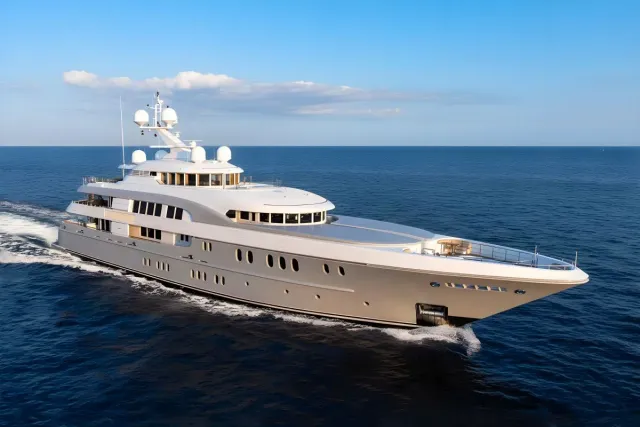 Caipirinha yacht, a 196 ft Lürssen luxury superyacht underway, 60 meters, built in 2009, 2025.