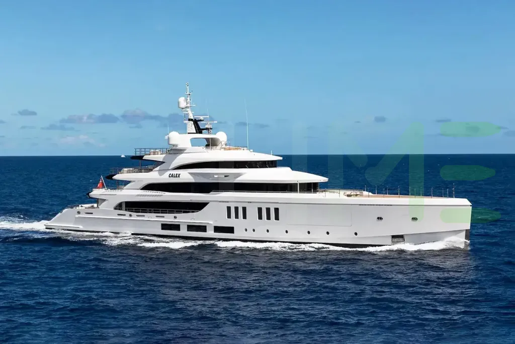 White Calex yacht for sale and price, showing the details and features of the interior and exterior available for purchase from LIME Yachts and Brokerage located in Fort Lauderdale Florida.