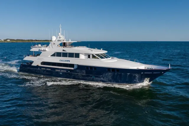 Calliope 142 ft yacht (43m) Richmond yachts. Photos, video, location, helipad. One of twelve best superyachts.