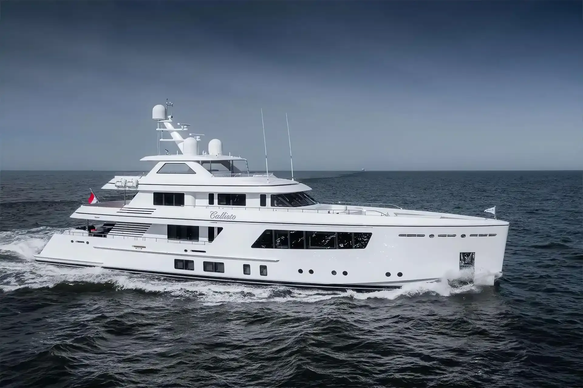 Callisto yacht, a 139 ft Feadship luxury superyacht underway, 42.5 meters, built in 2022.