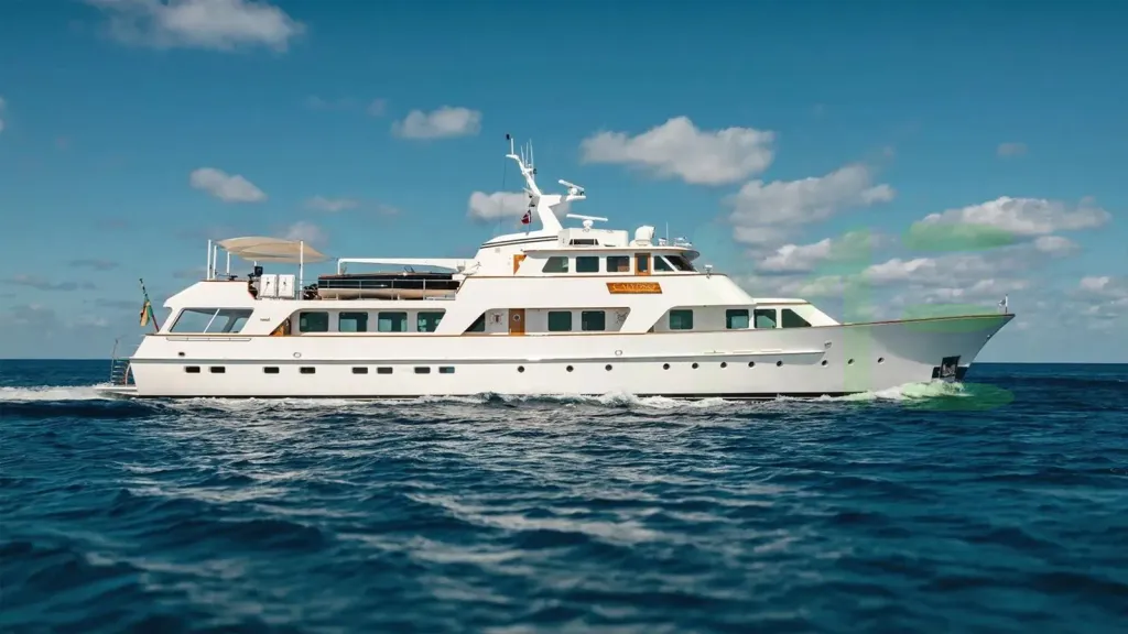White Calypso yacht for sale and price, showing the details and features of the interior and exterior available for purchase from LIME Yachts and Brokerage located in Fort Lauderdale Florida.
