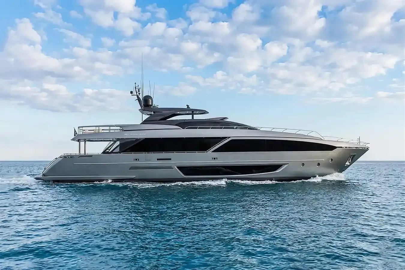Cassidy Marie yacht, a 110 ft Riva luxury superyacht underway, 33.53 meters, built in 2021.