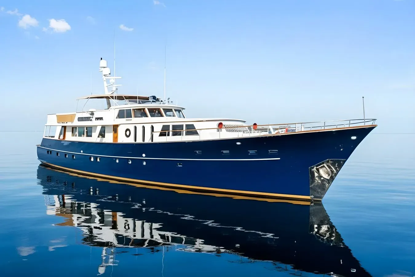 Chanticleer yacht, a 108 ft Burger luxury superyacht underway, 33 meters, built in 1973, 2024.