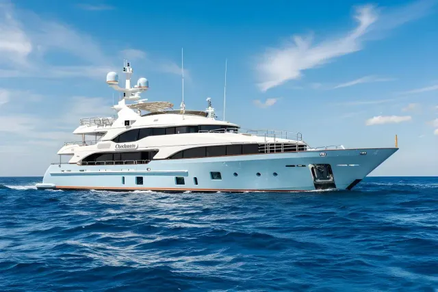 Checkmate yacht, a 145 ft Benetti luxury superyacht underway, 44.2 meters, built in 2013, 2022.