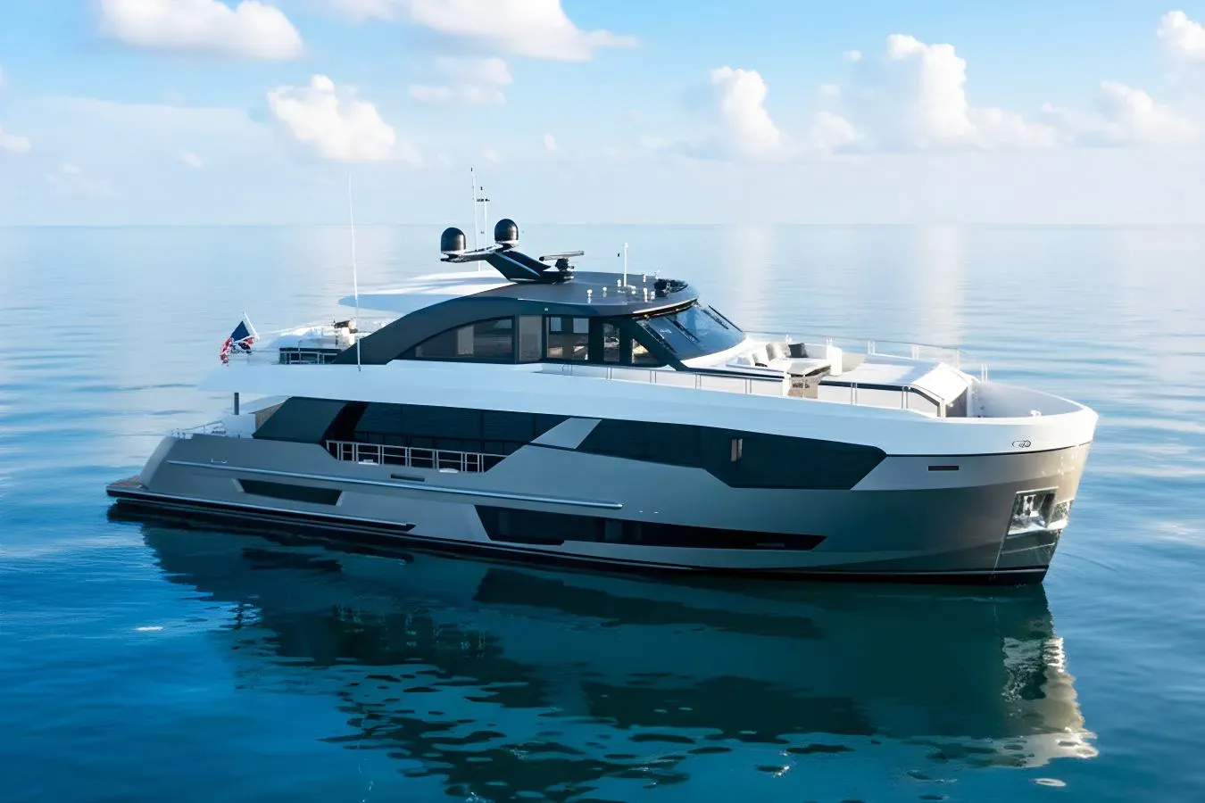 Chillaxin' yacht, a 90 ft Ocean Alexander luxury superyacht underway, 27.43 meters, built in 2020.