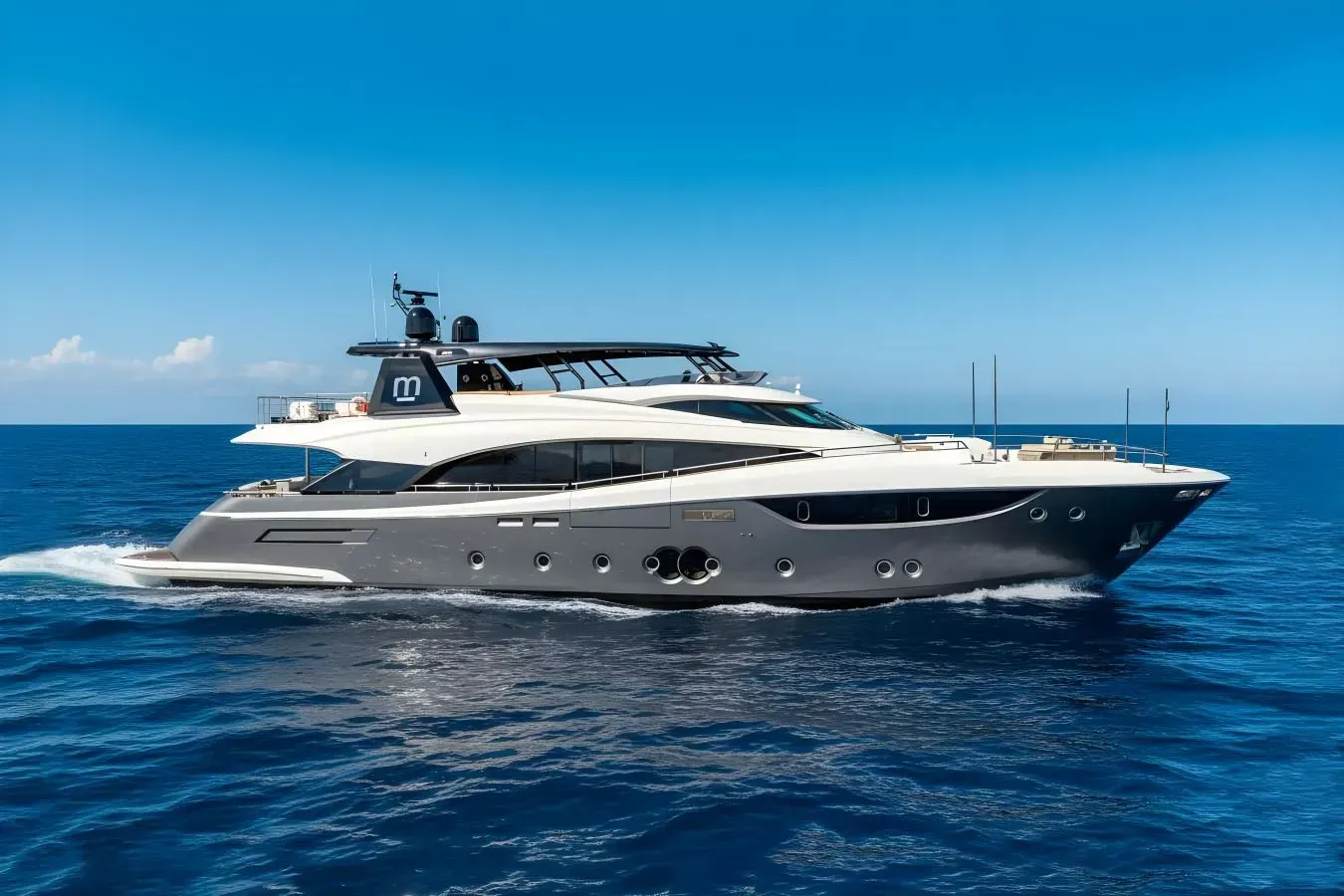 Cielo Nero yacht, a 105 ft Monte Carlo luxury superyacht underway, 32.26 meters, built in 2016.