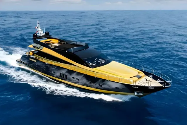 Claremont yacht, a 105 ft VBG Super Yachts luxury superyacht underway, 32 meters, built in 2009, 2015.