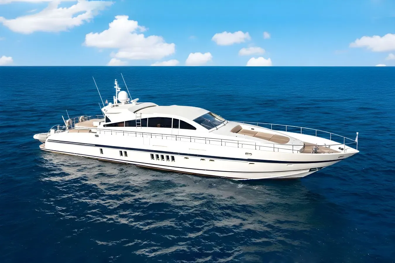 Clarita yacht, a 88 ft Leopard luxury superyacht underway, 26.88 meters, built in 2010.