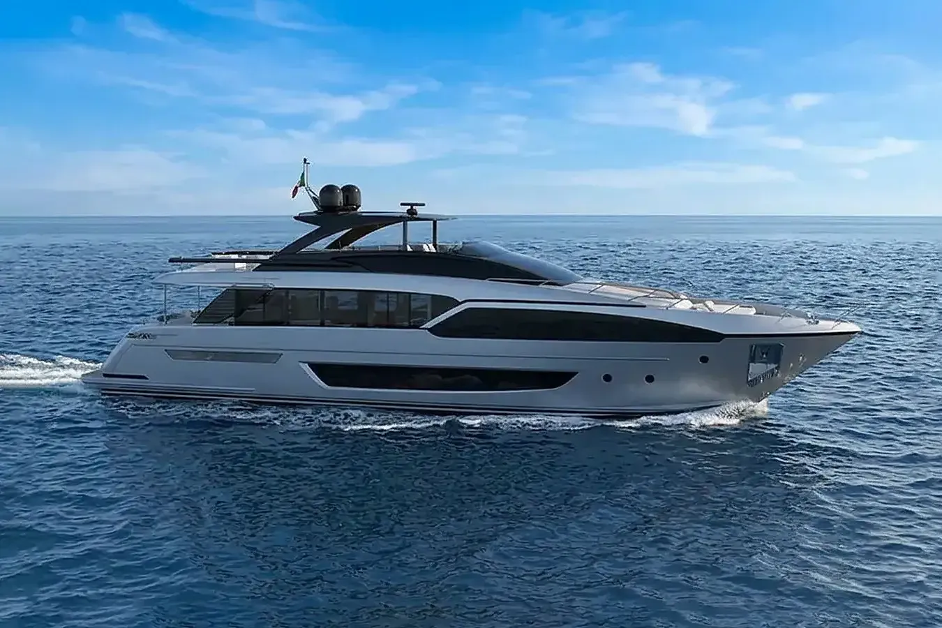 Club B yacht, a 93 ft Riva luxury superyacht underway, 28.49 meters, built in 2025.