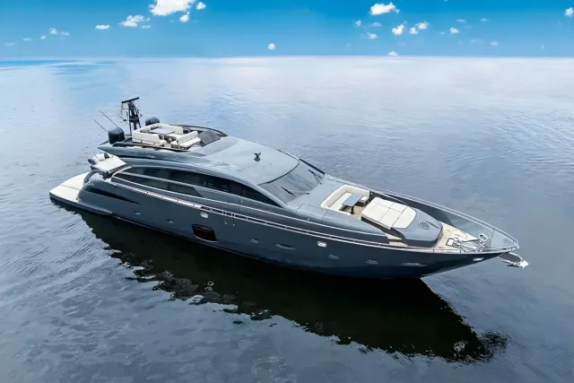 Coal Blooded yacht, a 92 ft Pershing luxury superyacht underway, 28.04 meters, built in 2014, 2023.