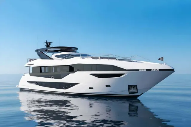 Contessa yacht, a 98 ft Sunseeker luxury superyacht underway, 29.94 meters, built in 2023.
