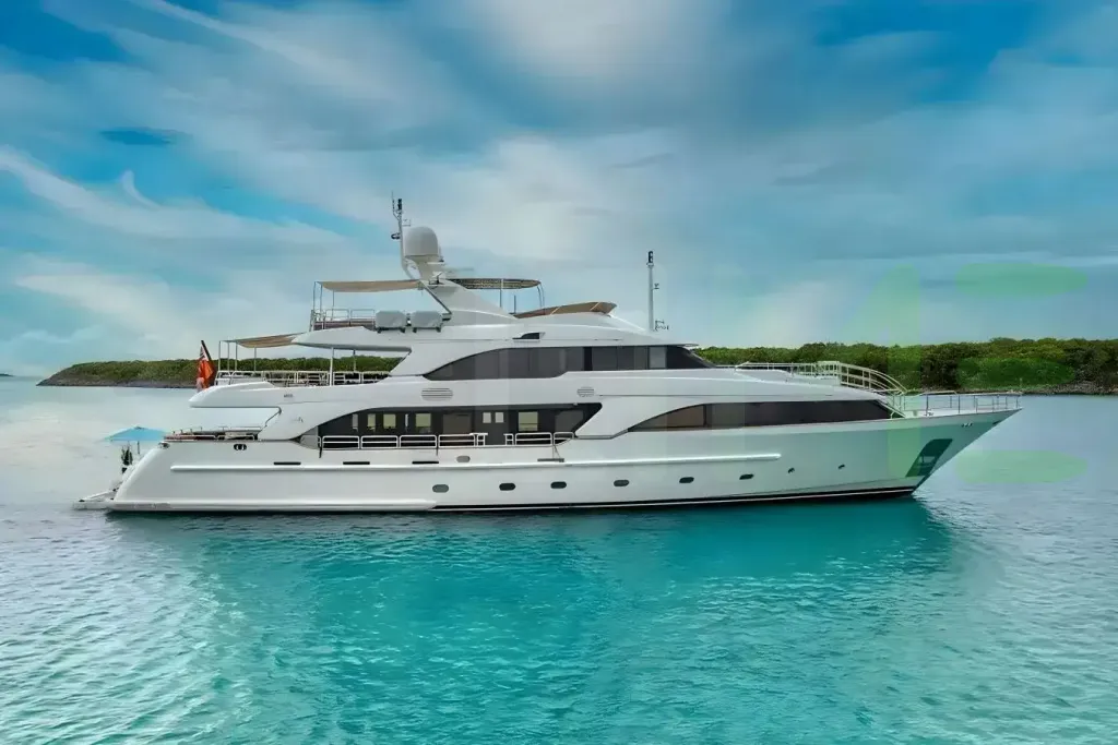 White Cristobal yacht for sale and price, showing the details and features of the interior and exterior available for purchase from LIME Yachts and Brokerage located in Fort Lauderdale Florida.