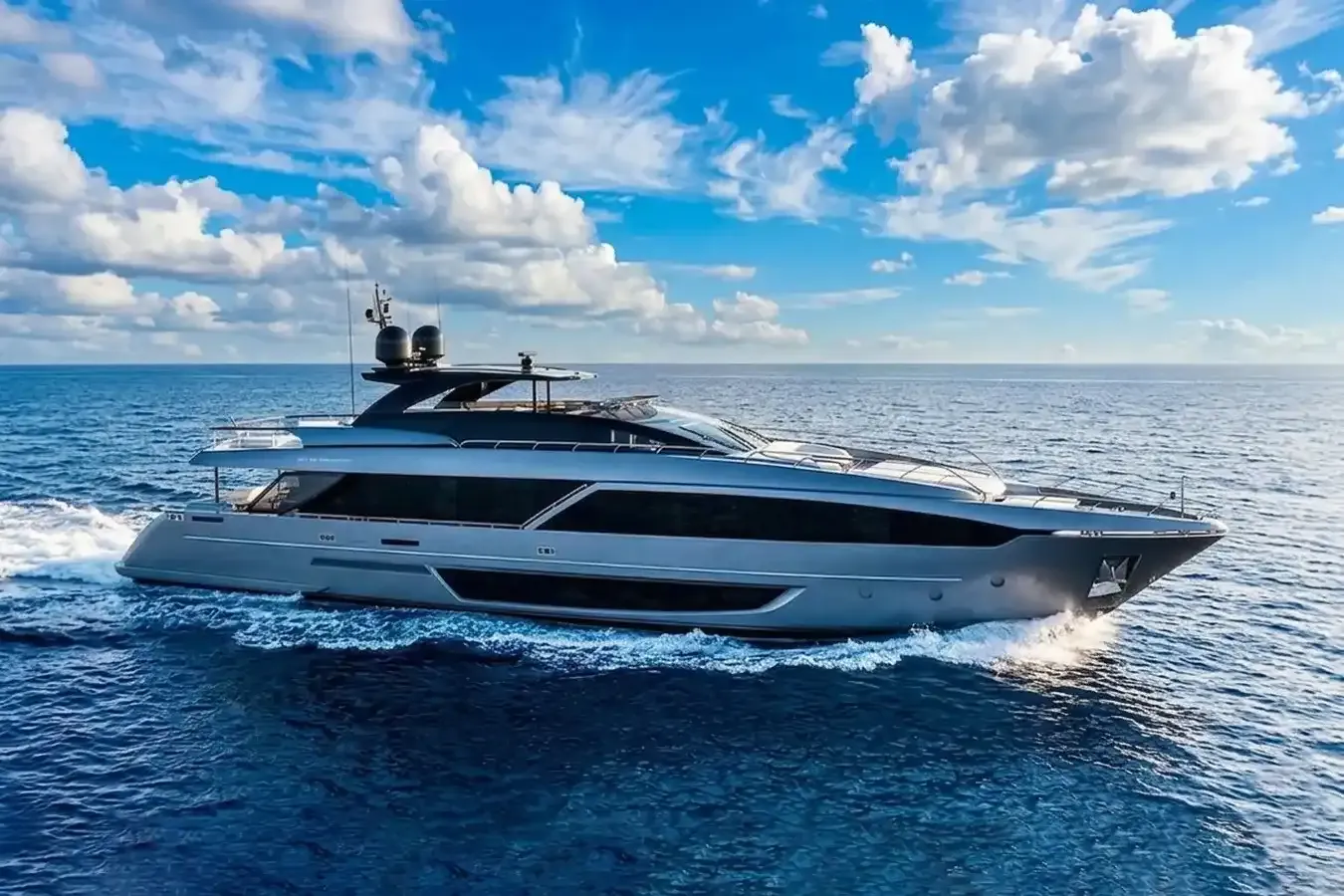 C@Sea yacht, a 110 ft Riva luxury superyacht underway, 33.53 meters, built in 2022.