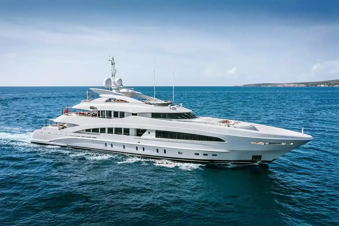 Daisy D yacht, a 163 ft Heesen luxury superyacht underway, 49.8 meters, built in 2018, 2023.