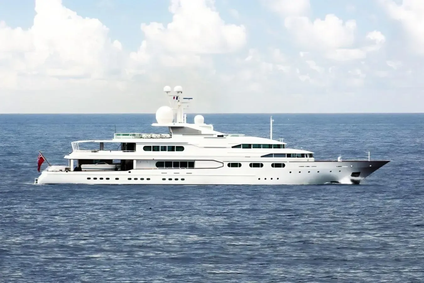 Dancing Hare yacht, a 189 ft Amels luxury superyacht underway, 57.7 meters, built in 1986, 2017.
