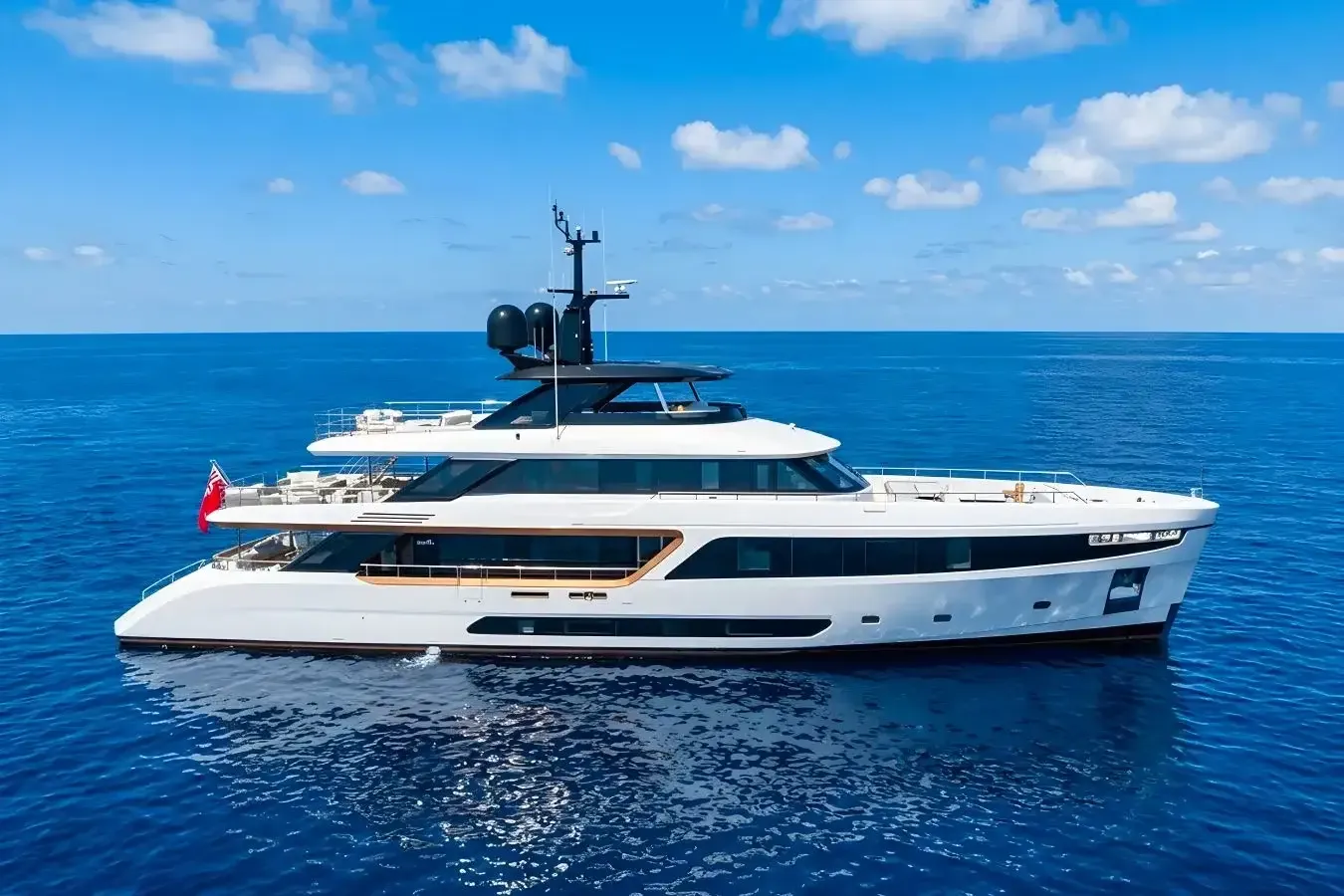DAWO yacht, a 121 ft Benetti luxury superyacht underway, 36.9 meters, built in 2025.