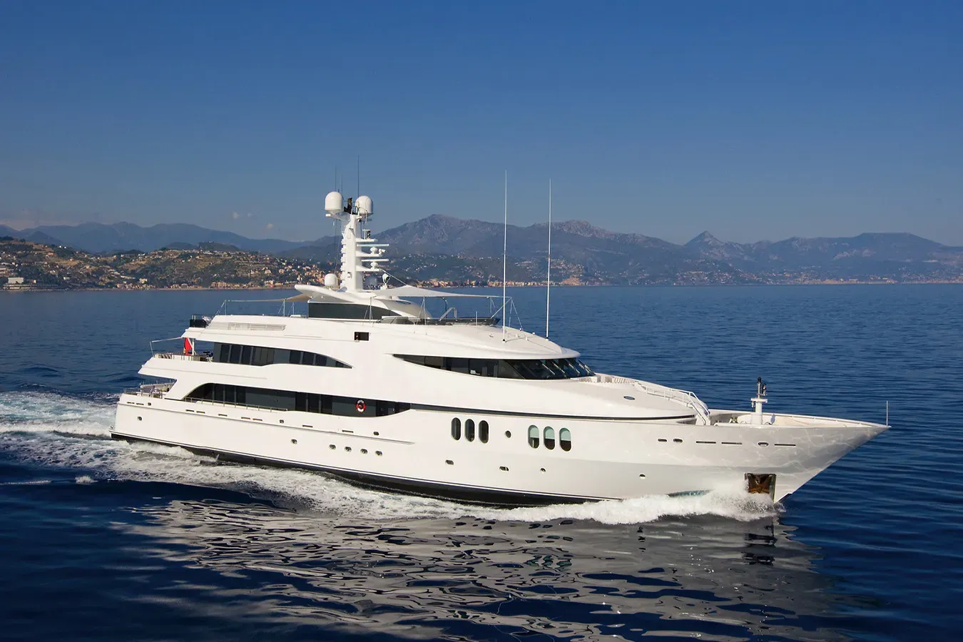 Diamond yacht, a 188 ft Abeking - A&R luxury superyacht underway, 57.3 meters, built in 1998, 2010.