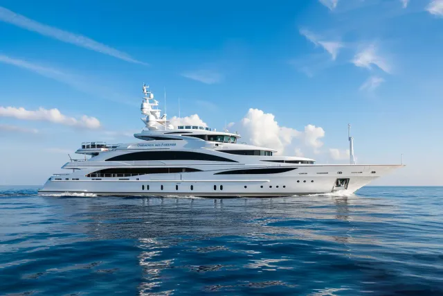 Diamonds Are Forever yacht, a 200 ft Benetti luxury superyacht underway, 60.96 meters, built in 2012.